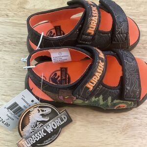 Jurassic World Sandals Toddler size 7 Dinosaur New With Tag Brown Orange